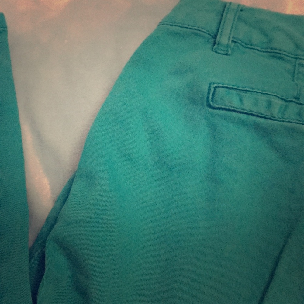 Teal Skinny Twill Pants